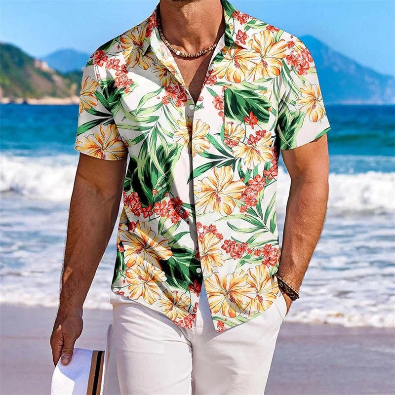 Men s Floral Print Short Sleeve