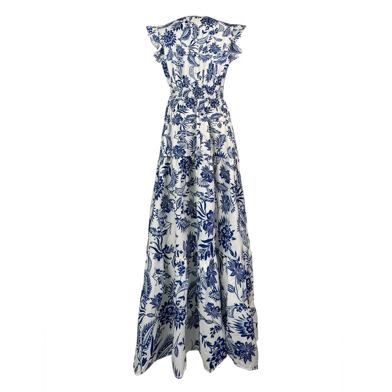 Fashion Floral Skirt for Female Casual V-neck