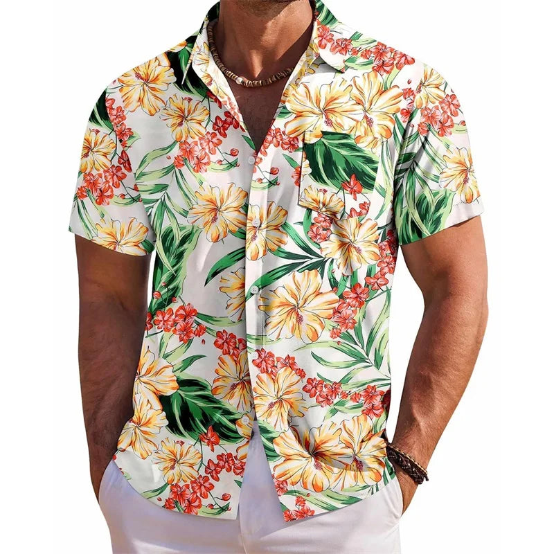 Men s Floral Print Short Sleeve