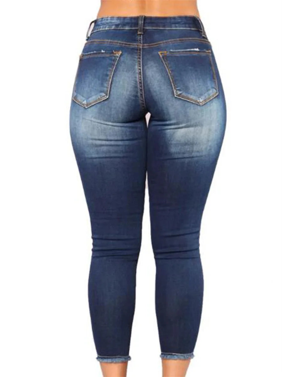 Ladies High Waist Skinny Jeans Stretch