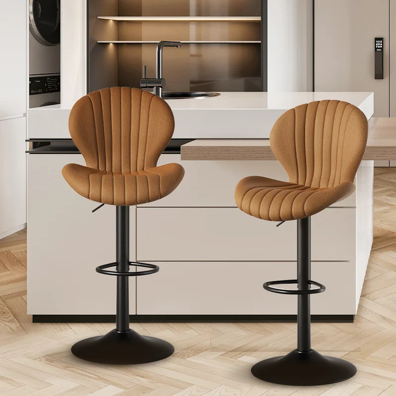 2 Pcs Set Backrest Bar Stools Luxury
