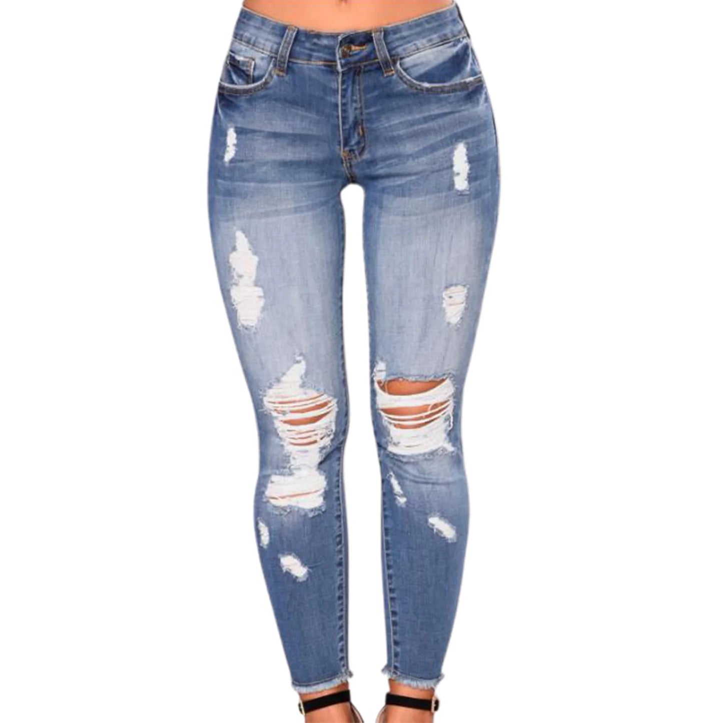 Ladies High Waist Skinny Jeans Stretch