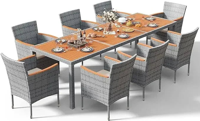 Patio Conversation Set with Acacia Wood Top,