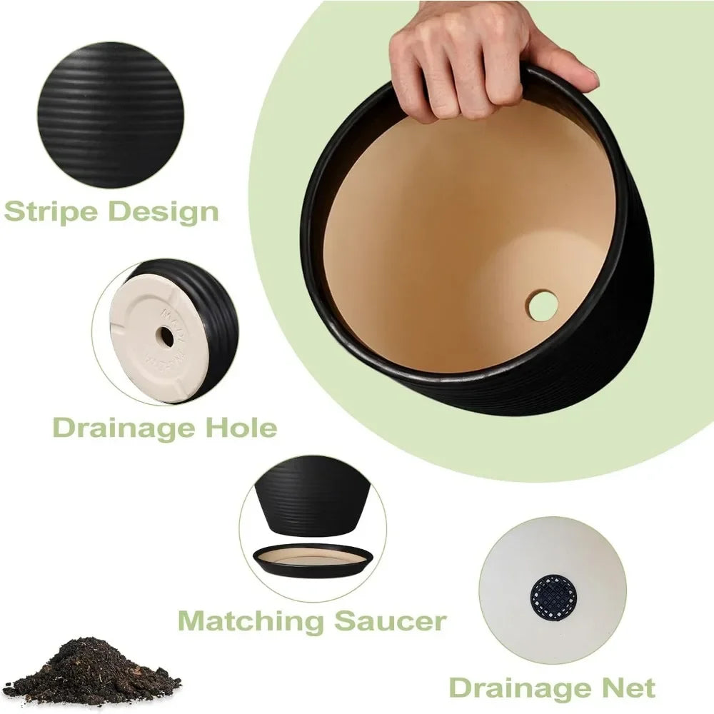 12 Inch Pots for Plants - Ceramic Planter Pot,