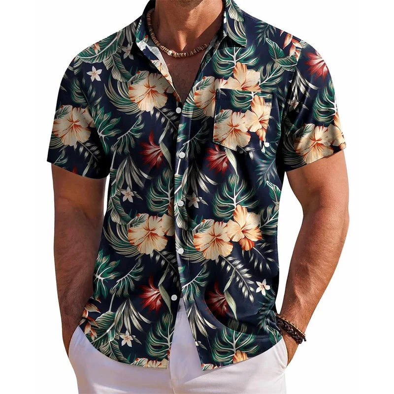 Men s Floral Print Short Sleeve