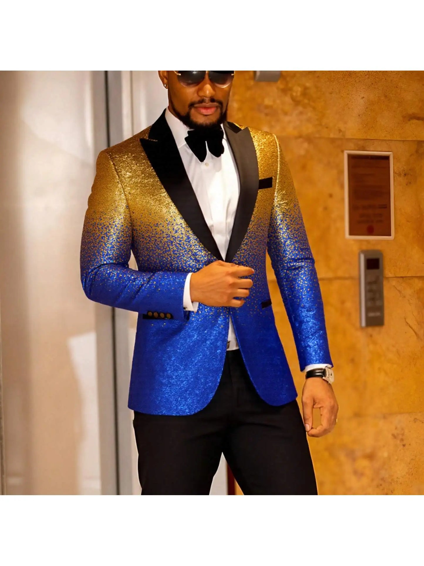 Men Sequin Shiny Prom Suit Jacket One Button and Blazers Tuxedo for Wedding Banquet