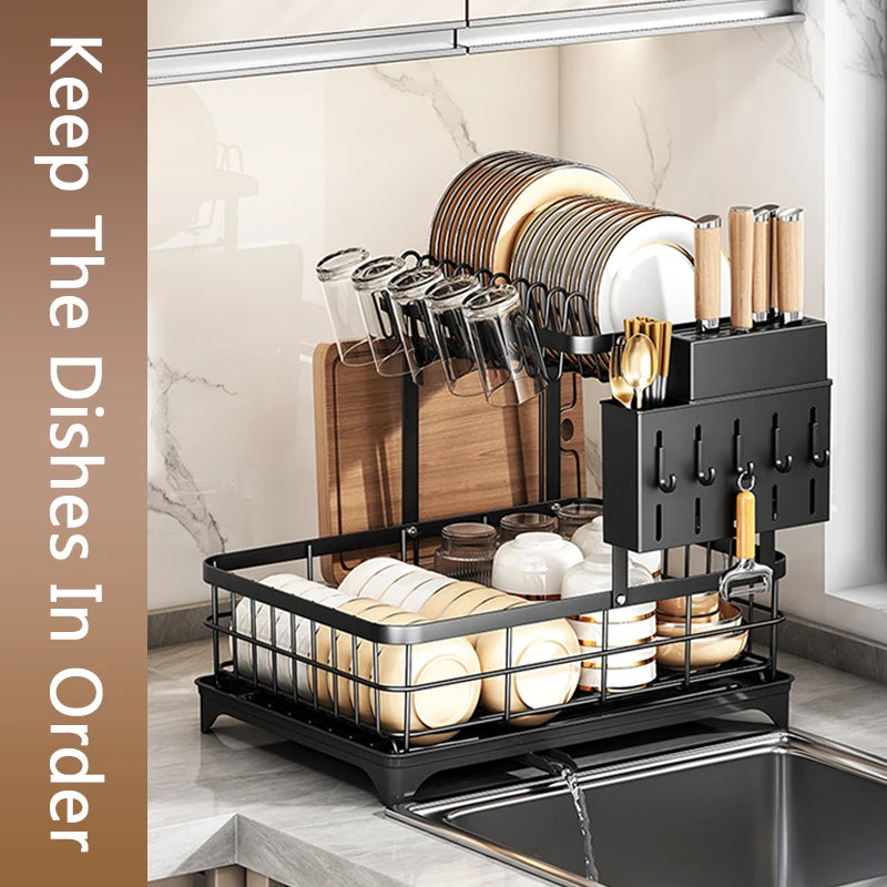 1 Or 2-Tier Space-Saving Kitchen Dish Drying Rack,