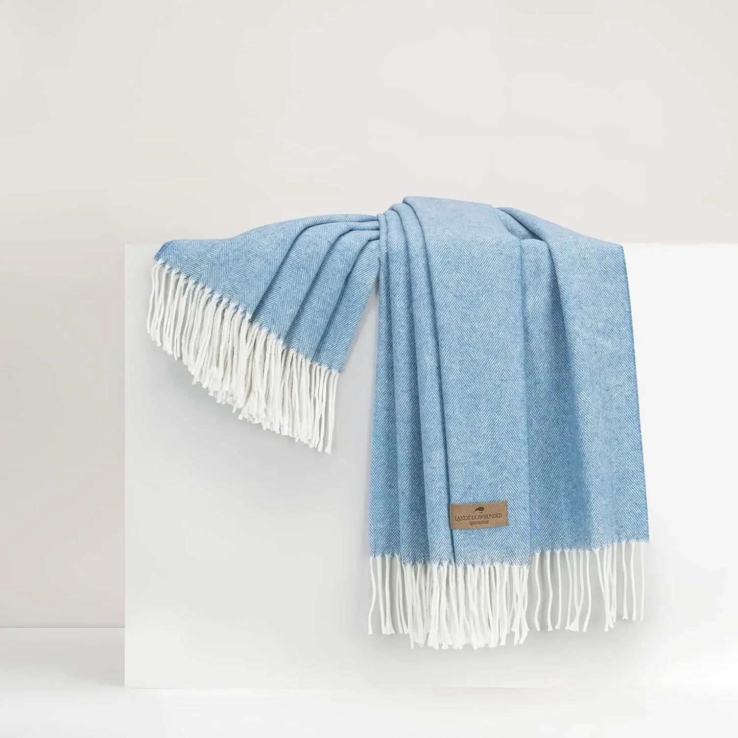 Luxury Crystal Blue Herringbone Throw
