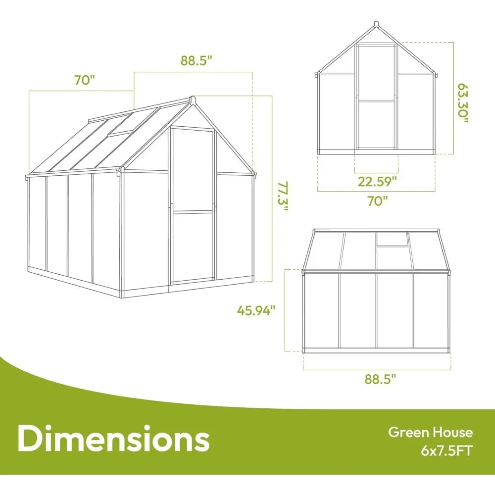 6x7.5 FT Greenhouse for Outdoors,