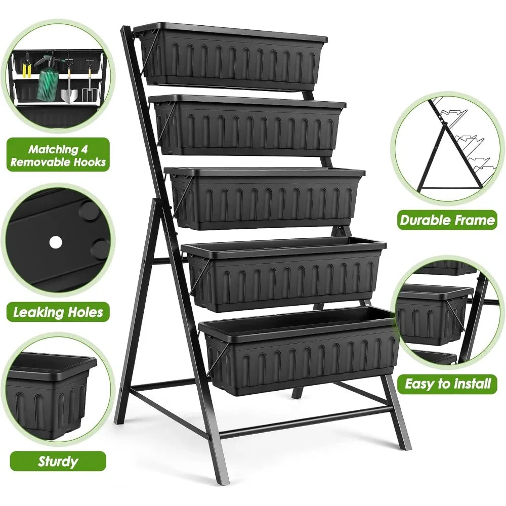 Vertical Raised Garden Bed, 5 Tiers