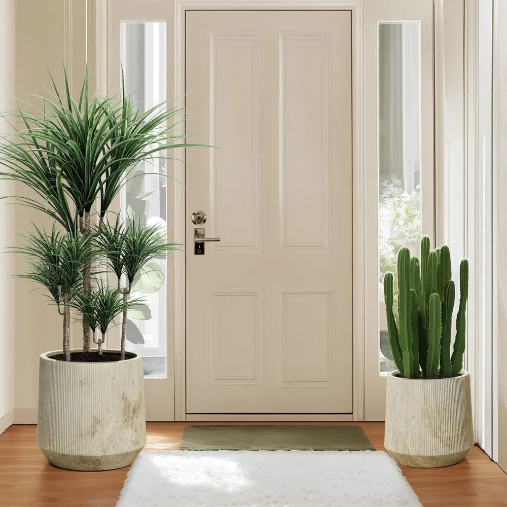 LuxenHome Round Planters, Set of 2 Large Outdoor IndoorPlant