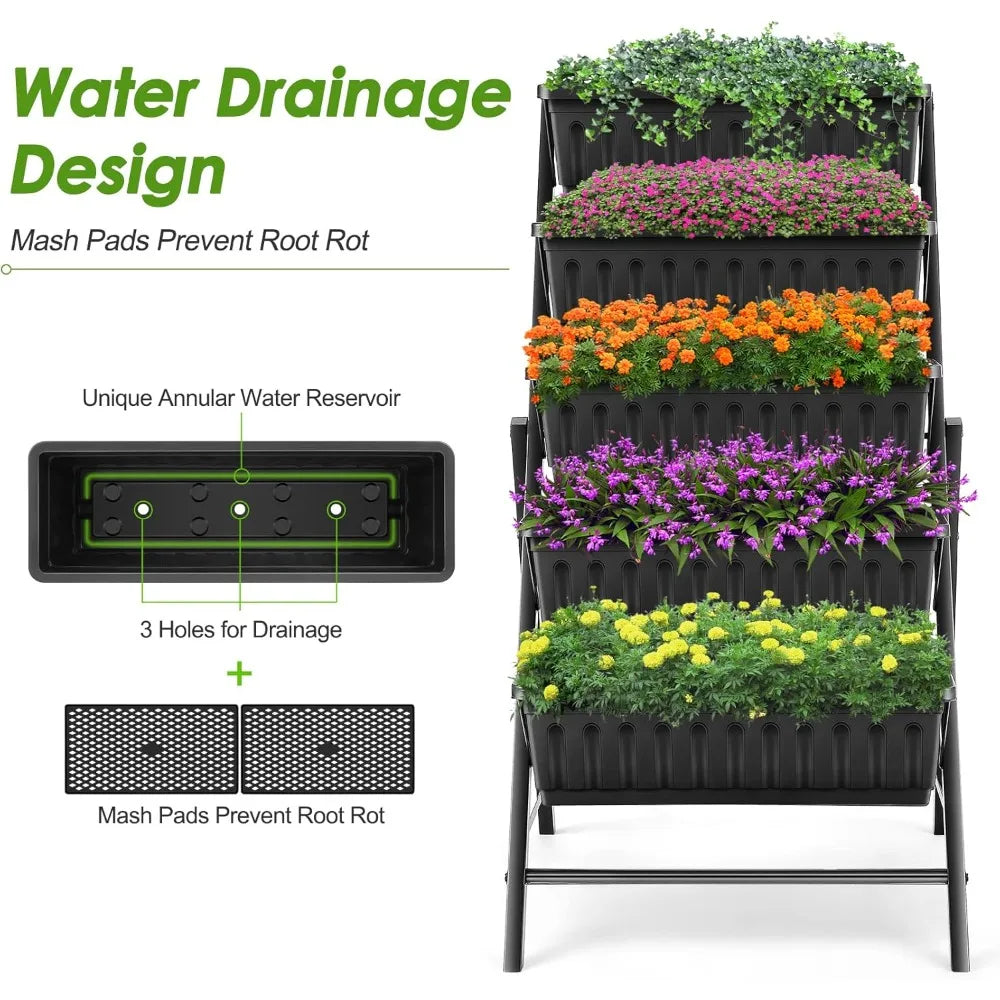 Vertical Raised Garden Bed, 5 Tiers