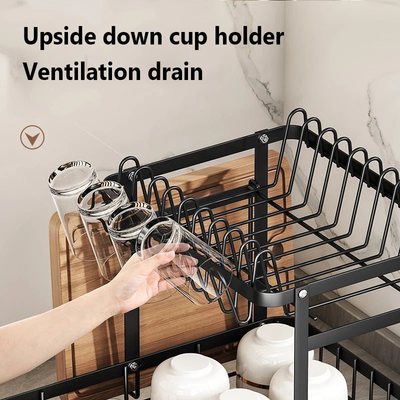 1 Or 2-Tier Space-Saving Kitchen Dish Drying Rack,