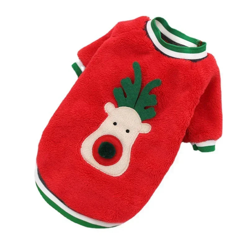 Dog Christmas Clothes Winter Warm Pet Clothes for Small Medium Dogs Elk Santa Claus Dog Cats Coat Hoodies