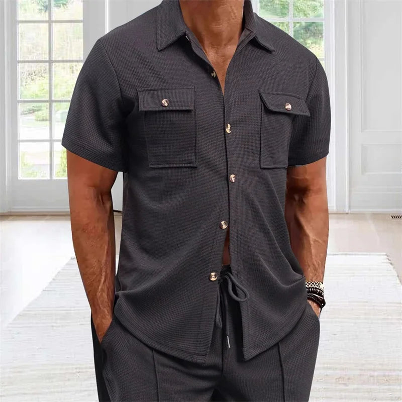 Men s Casual Short Sleeve Button Down Shirt