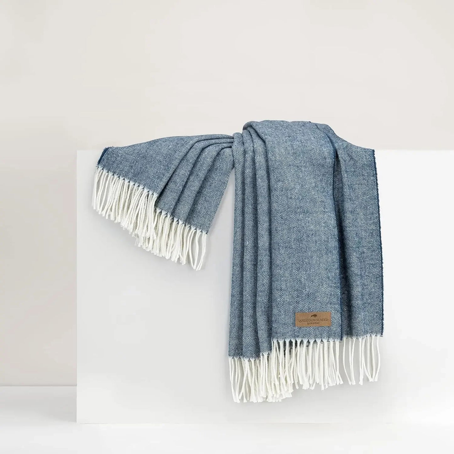 Luxury Crystal Blue Herringbone Throw