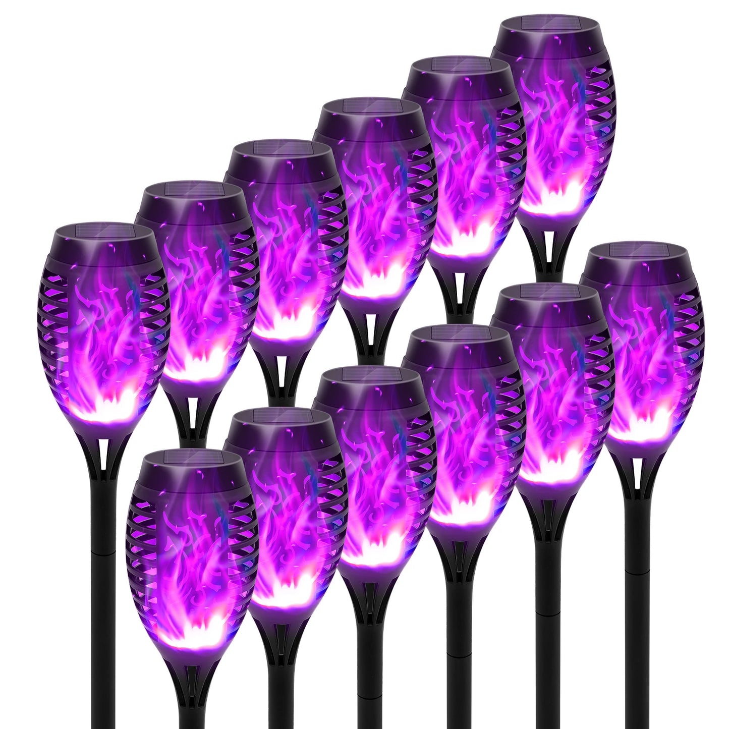 Solar Flame Light Outdoor with Flickering Flame Waterproof Lawn Ground Inserted Landscape for Garden