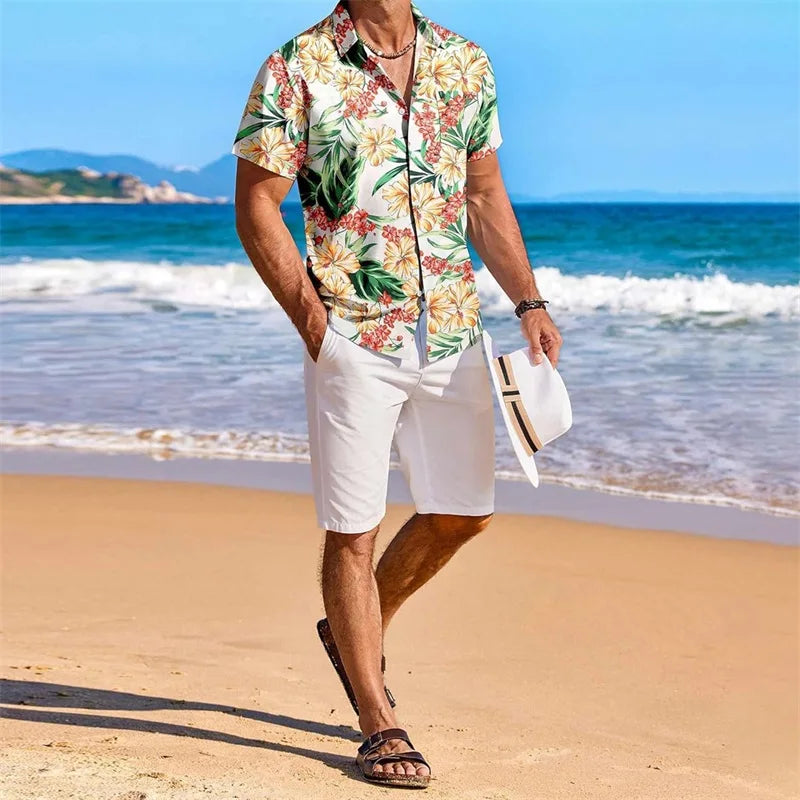 Men s Floral Print Short Sleeve