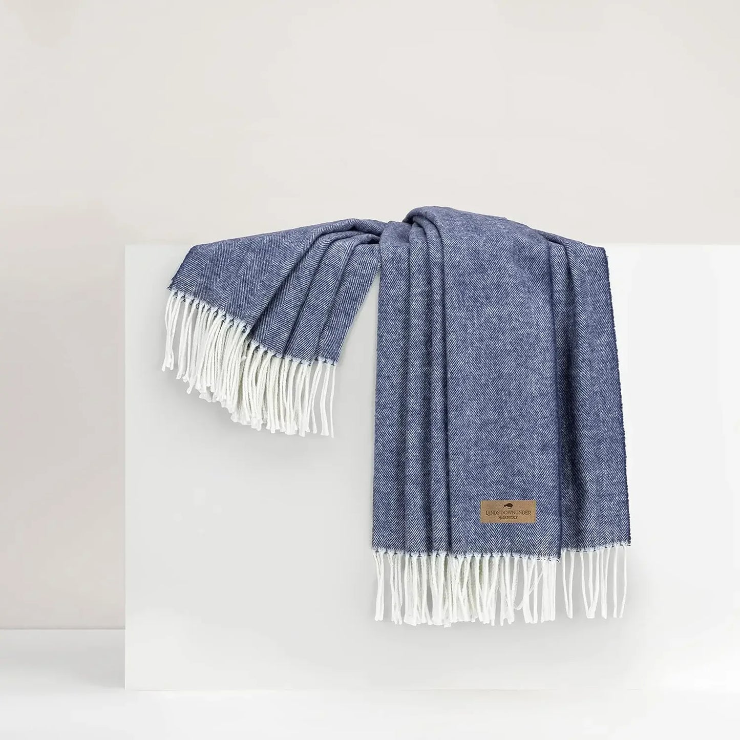Luxury Crystal Blue Herringbone Throw