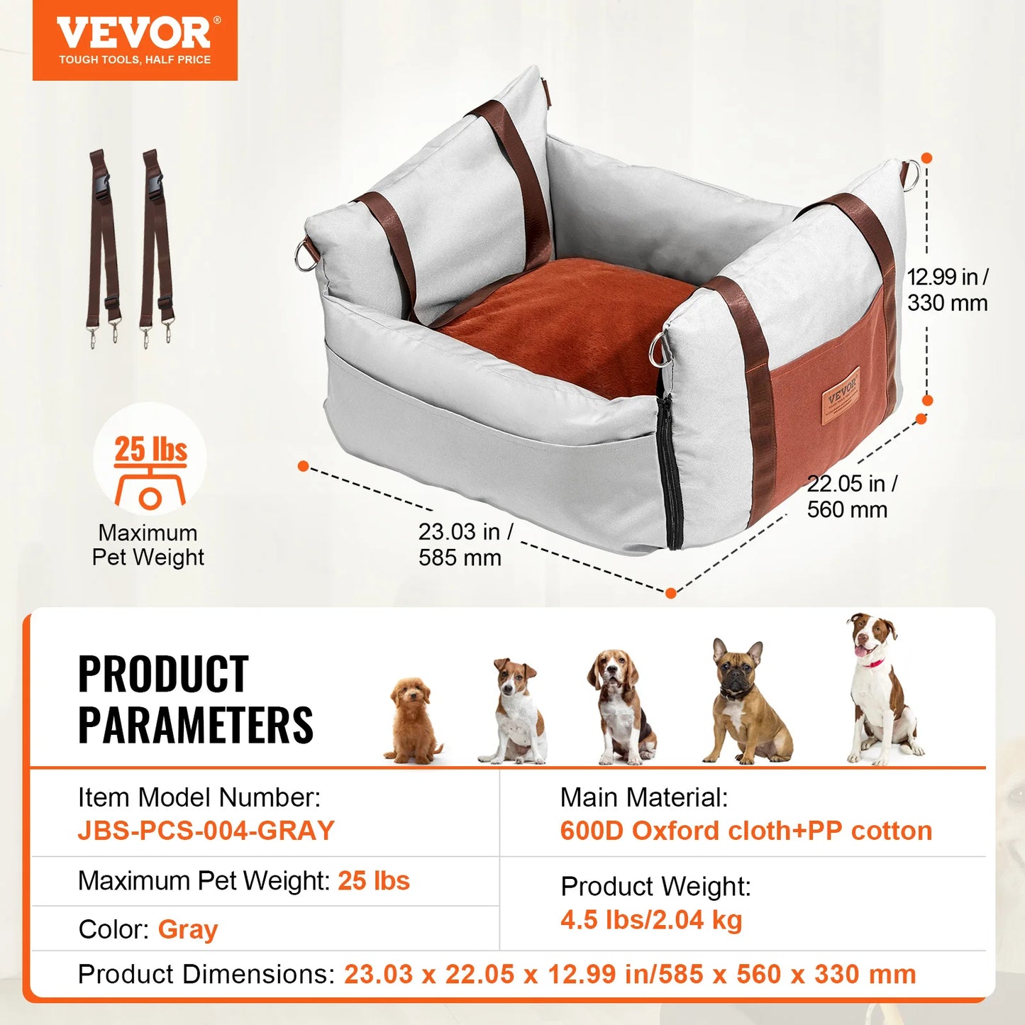 VEVOR Dog Car Seat Waterproof Dog Booster Seat
