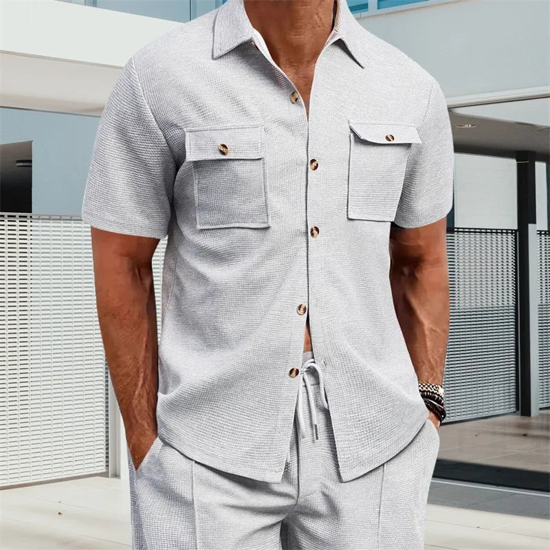 Men s Casual Short Sleeve Button Down Shirt