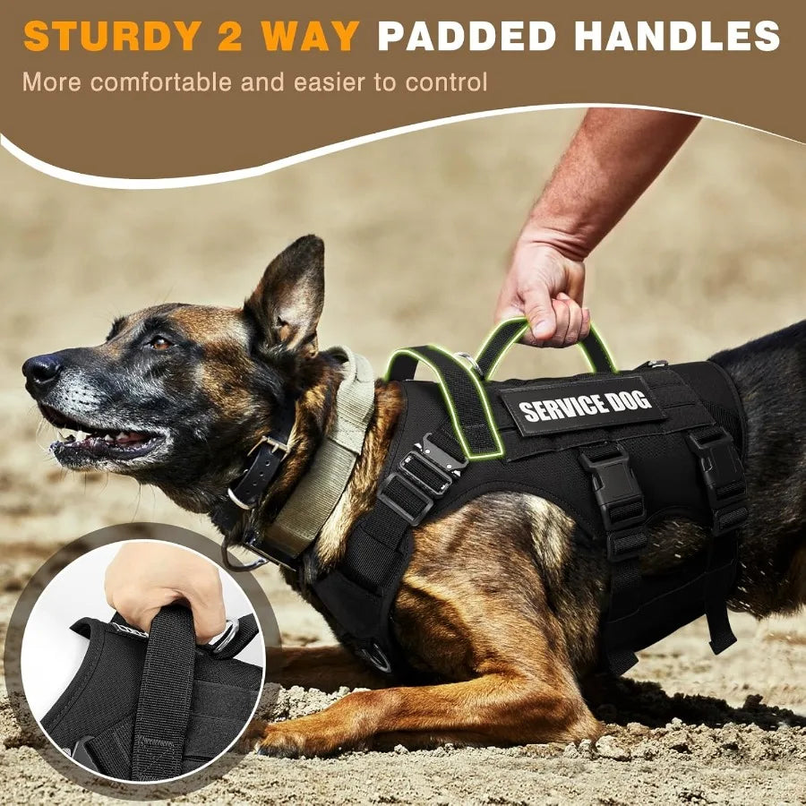 Tactical Working MOLLE Vest for MediumSized Dogs with 10 Pet Patches NoPull Heavy Duty Harness Ideal for Training Walking