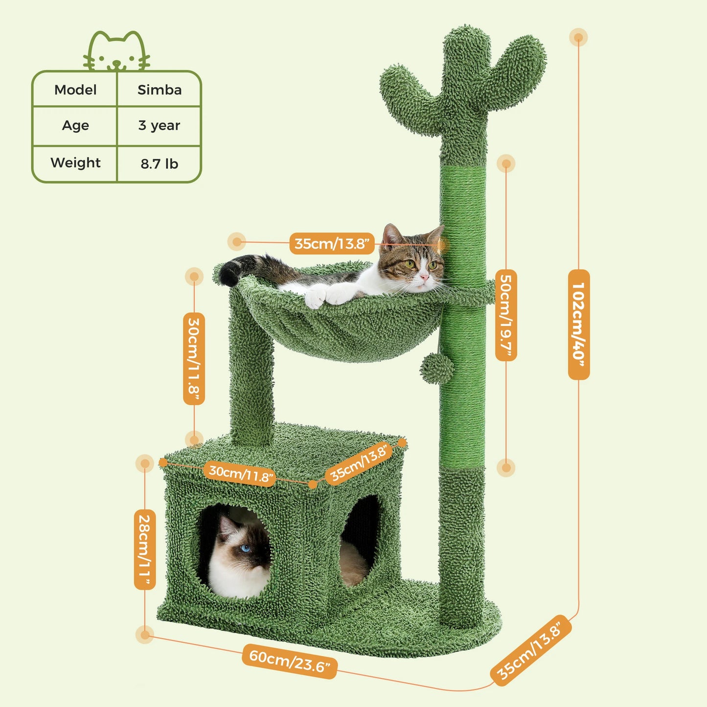Cactus Cat Tree with Large Condo,