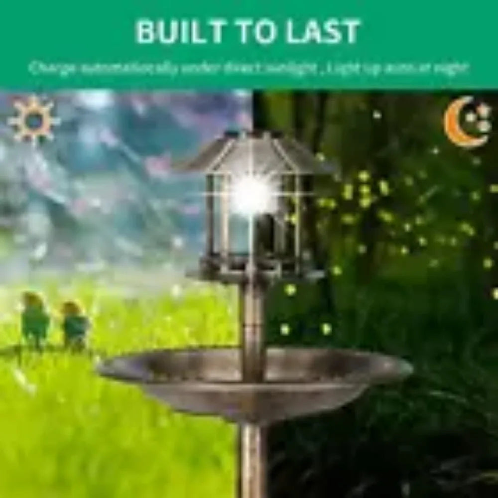 42" H Round Bird Bath with Solar Light