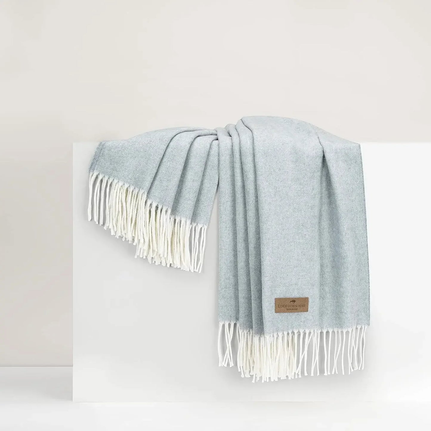 Luxury Crystal Blue Herringbone Throw