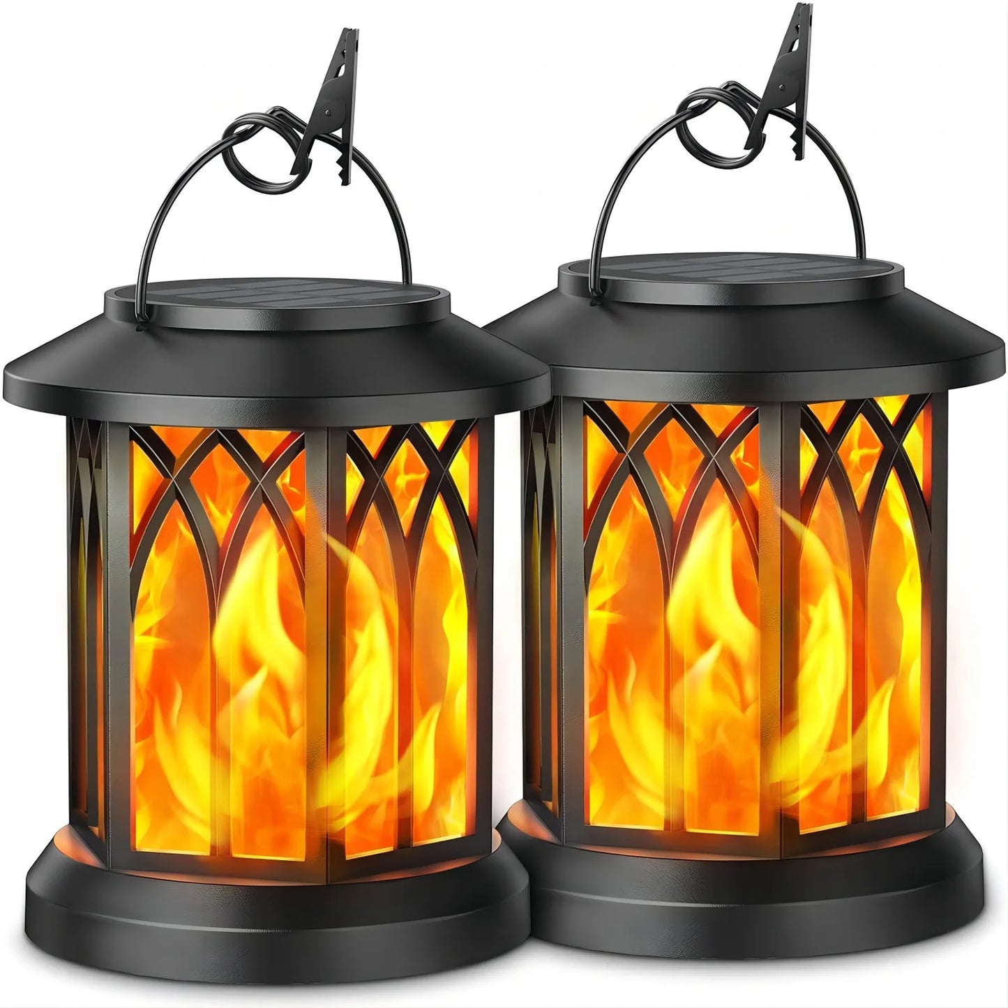 2/4 Pack Upgraded Flickering Flame Solar Lanterns