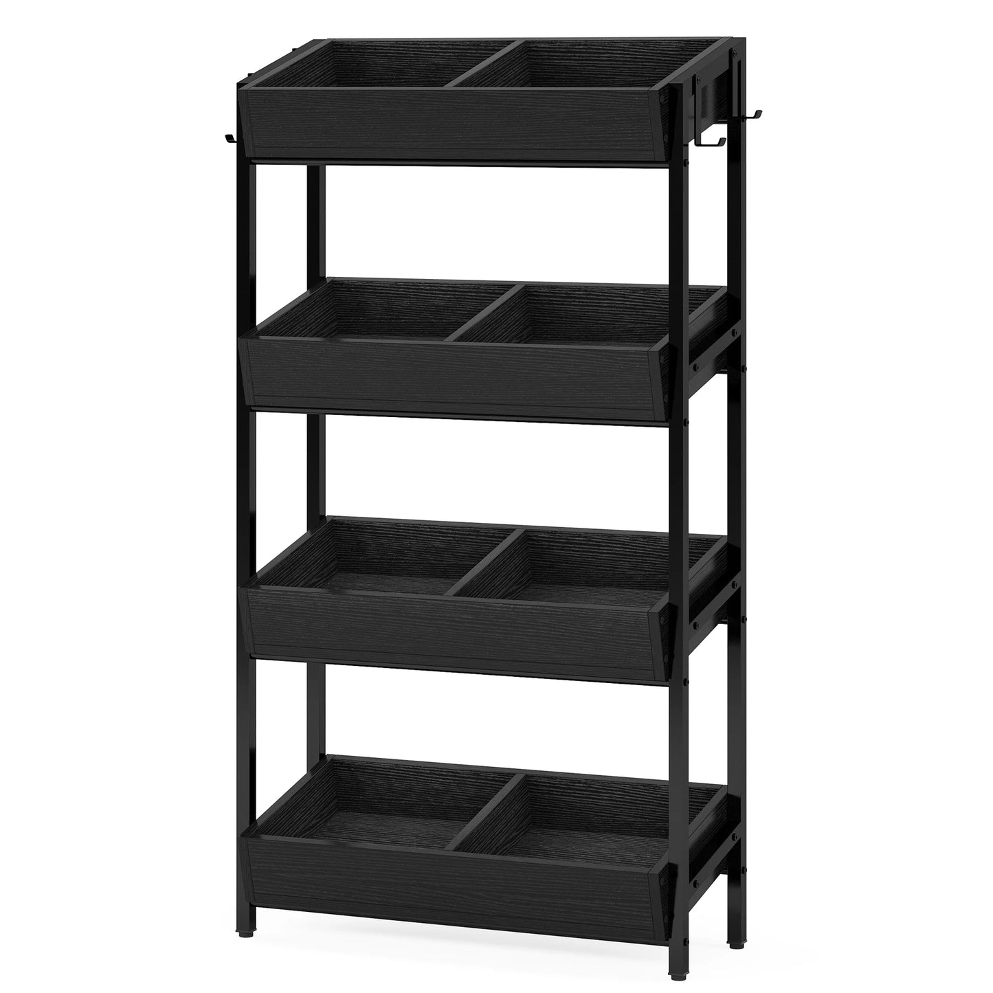 4-Tier Wood Utility Storage Shelves for Kitchen, Office, Store