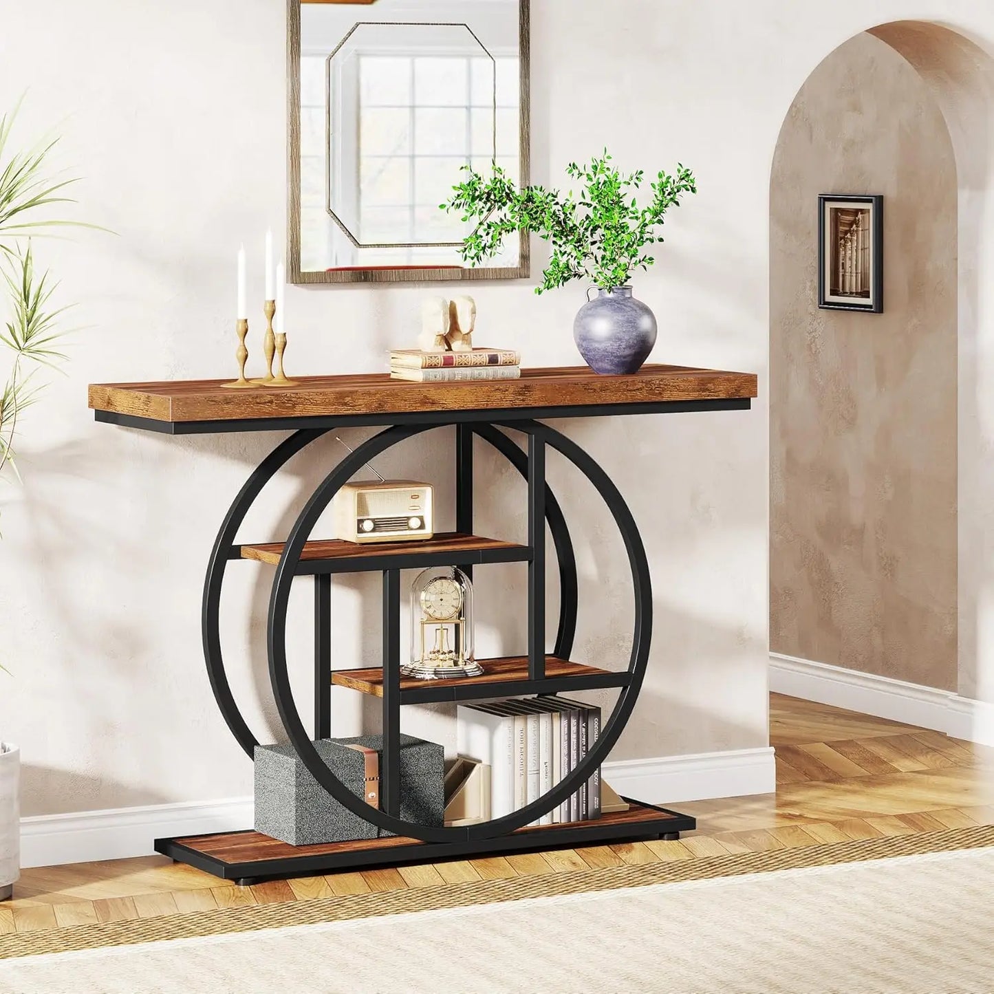 41.3" Console Table, 4-Tier Sofa Table Entryway Table