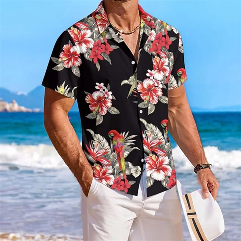 Men s Floral Print Short Sleeve