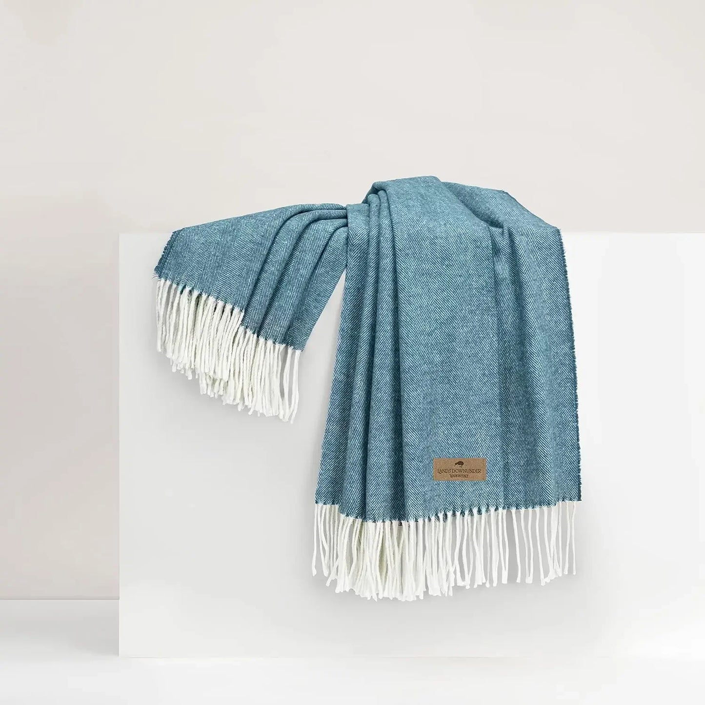 Luxury Crystal Blue Herringbone Throw