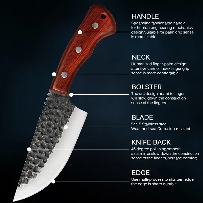 1 PC Stainless Steel Multipurpose Knife Professional Kitchen Knife Butcher Knife Meat Cleaver Handmade Forged Knife
