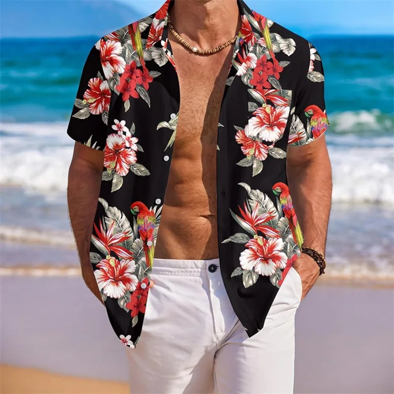Men s Floral Print Short Sleeve