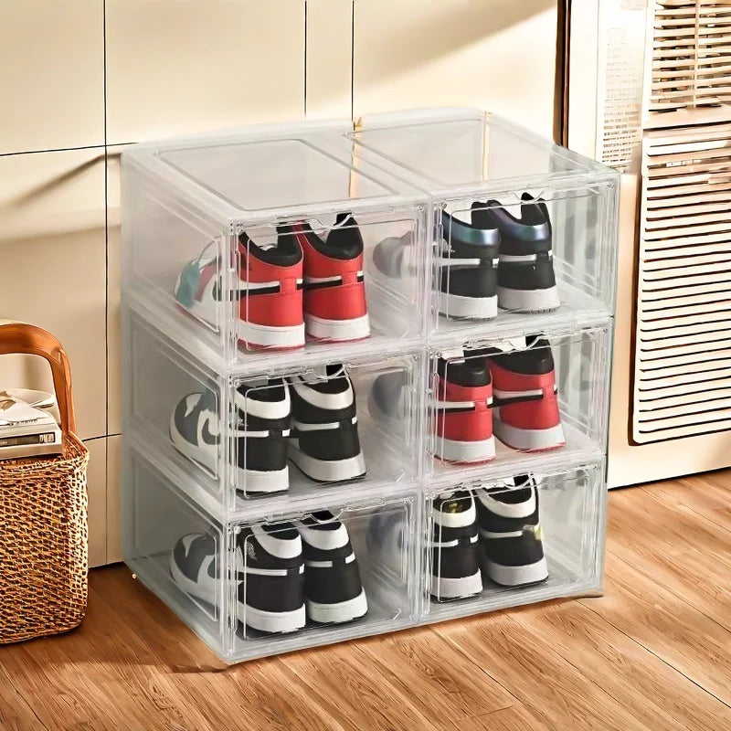 10 Pack Large Shoe Boxes Clear Plastic Stackable,Shoe Storage Organizer with Lids