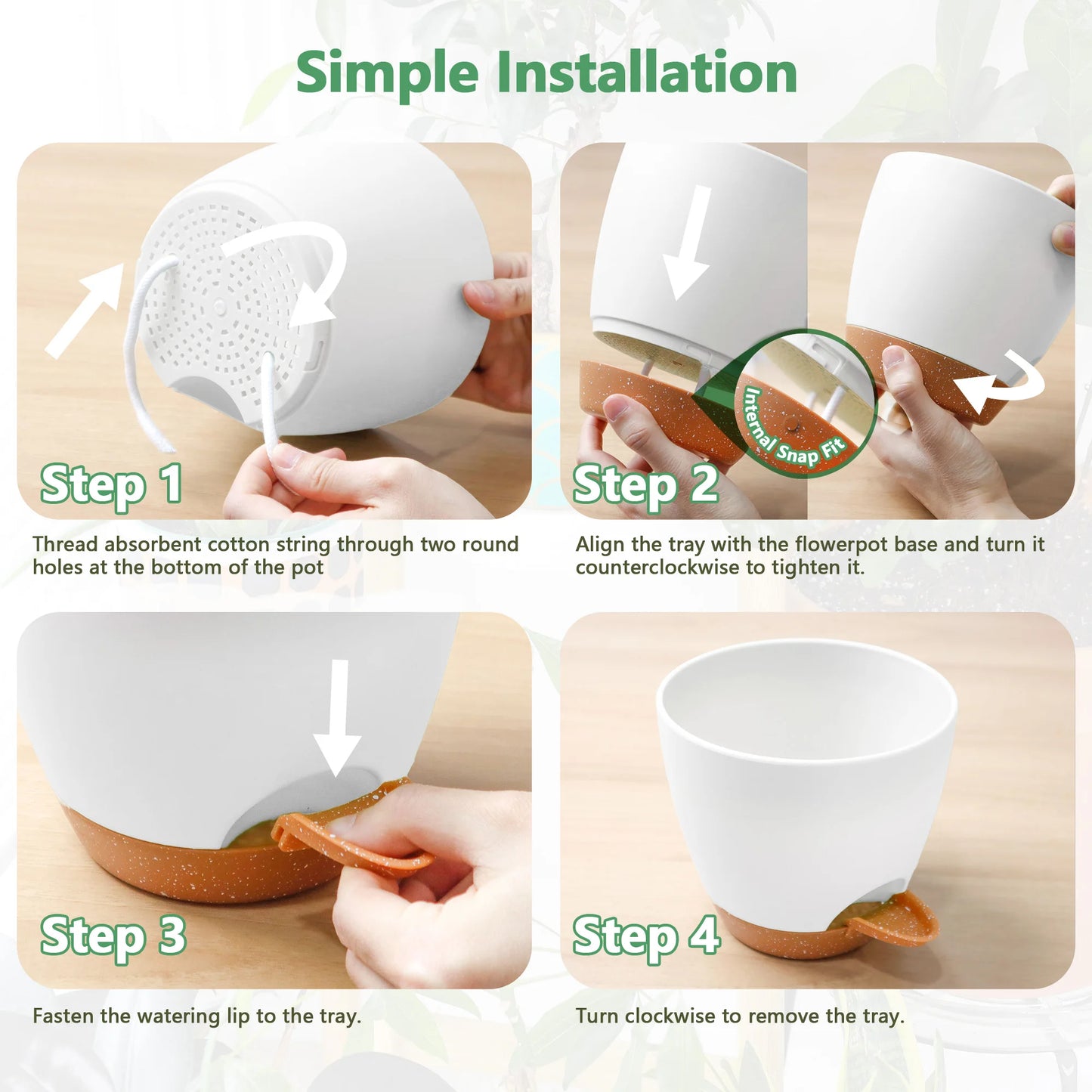 5pcs 5/5.5/6/6.5/7in Self Watering Planters, Plant Pots With Drainage Holes And Saucers, Nursery Planting Pot For Indoor