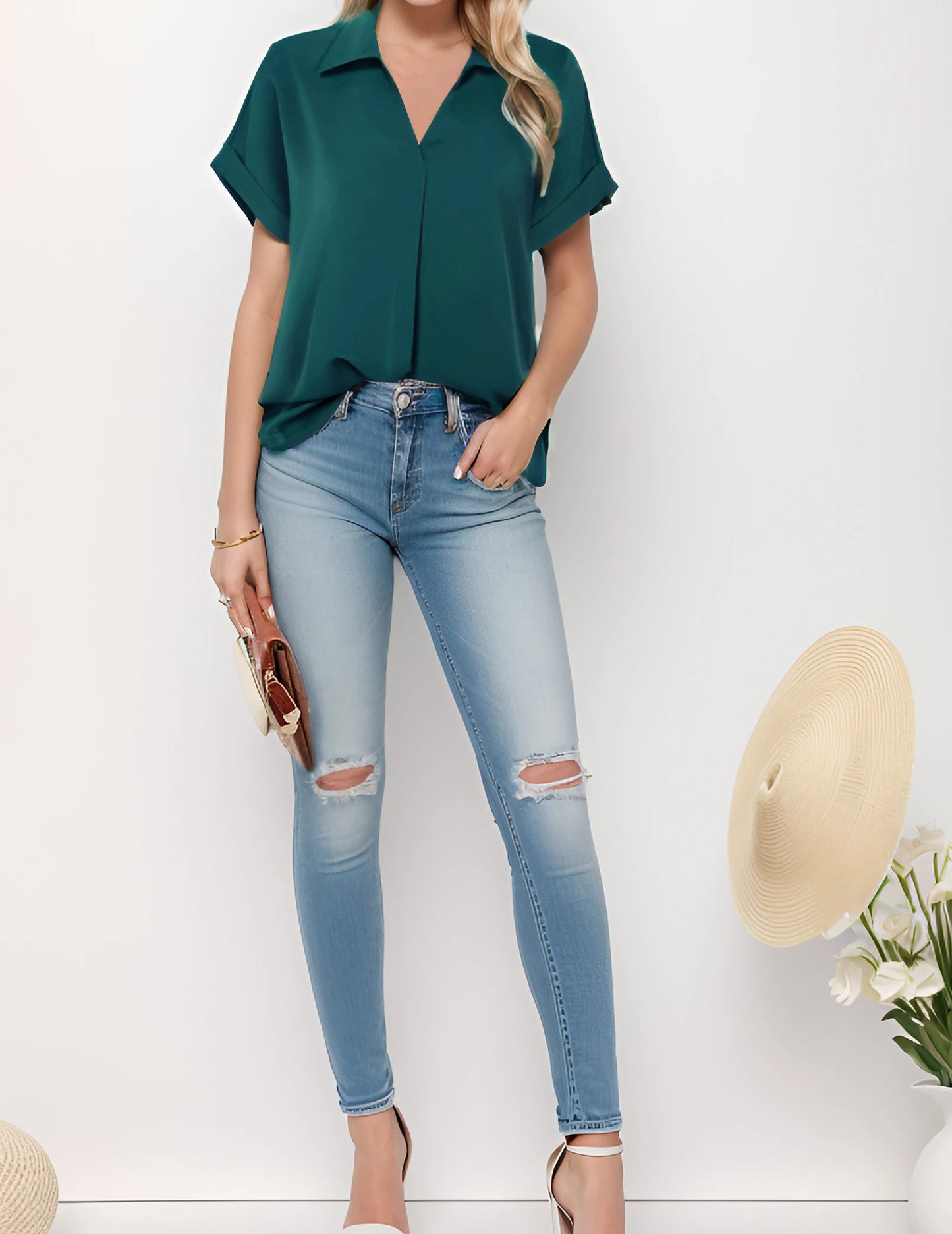 Women's Short Sleeve Chiffon Shirt