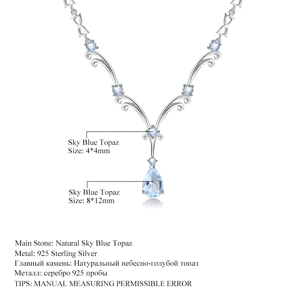 GEM'S BALLET 5.31Ct Natural Sky Blue Topaz Gemstone Pendant Necklace for Women Luxury 925 Sterling Silver Vintage Fine Jewelry