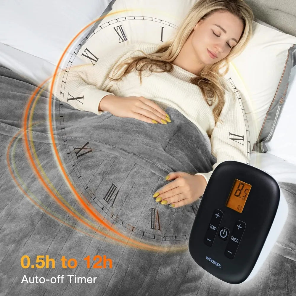 Electric Blanket Full Size,Durable Flannel and Soft Sherpa,Dual Control,77”×84” Heated Throw Blanket, 10 Heat Levels&0.5-12h