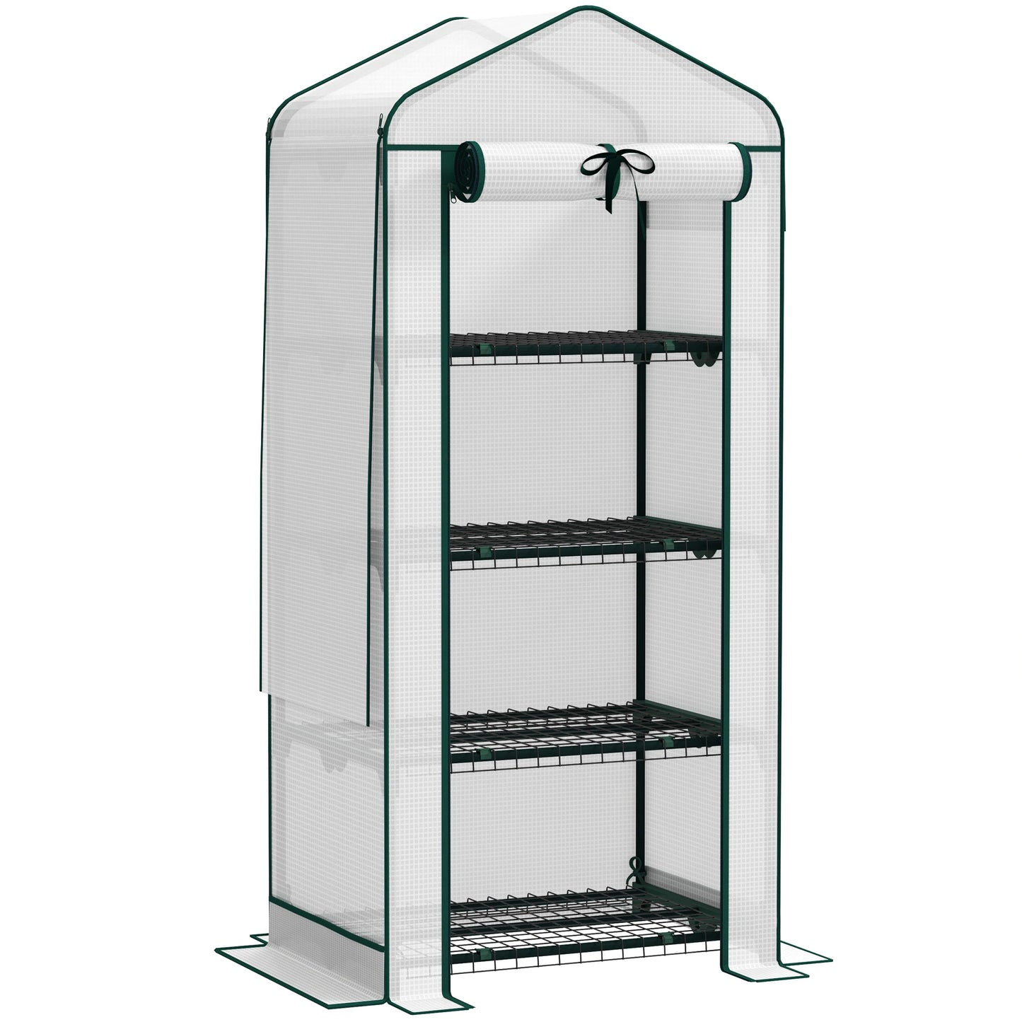4 Tier Mini Greenhouse with Screen Roof,