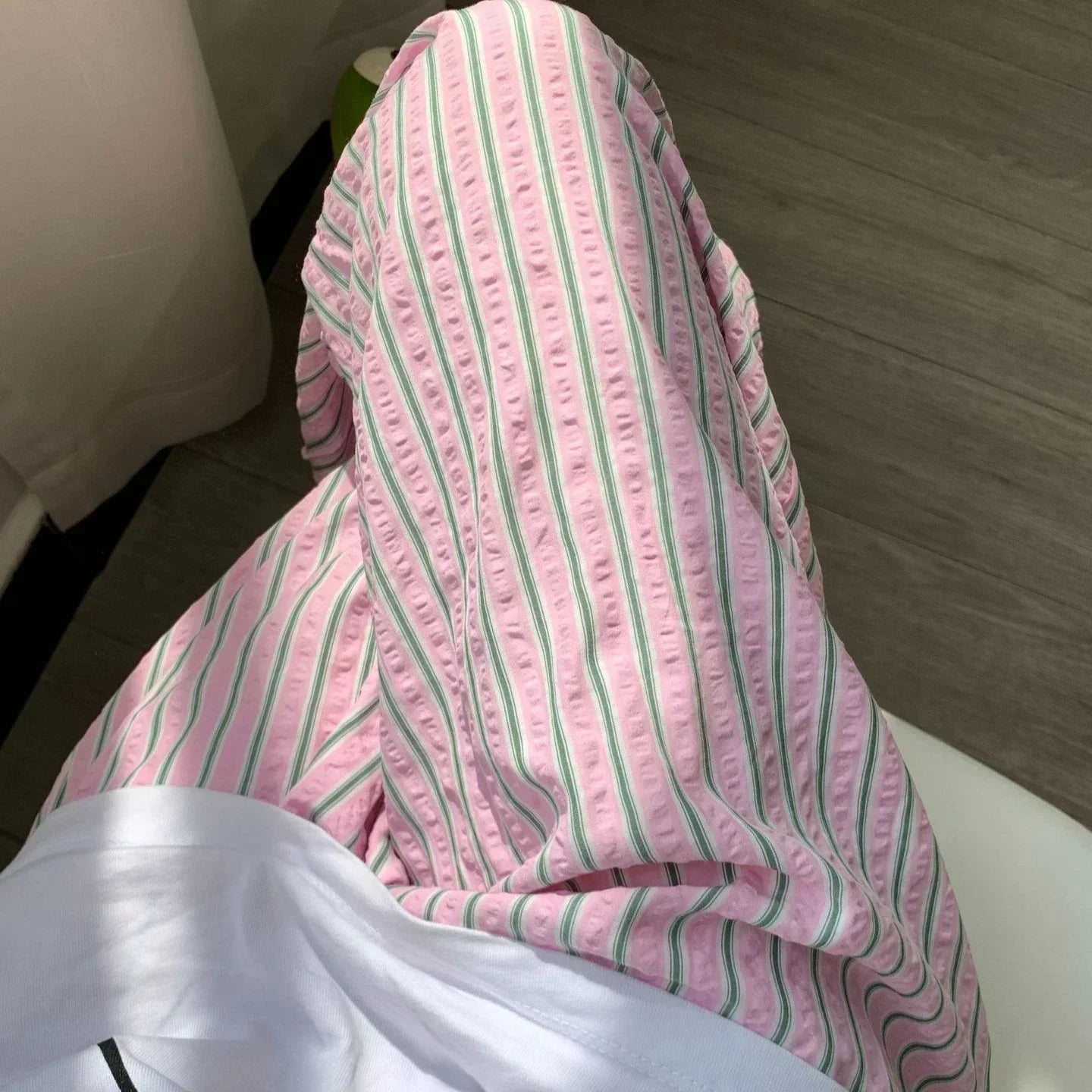 Casual Striped  Drawstring Straight Pant  Women Loose Holiday Pants Preppy Sweet Pink High Waist Office Trousers