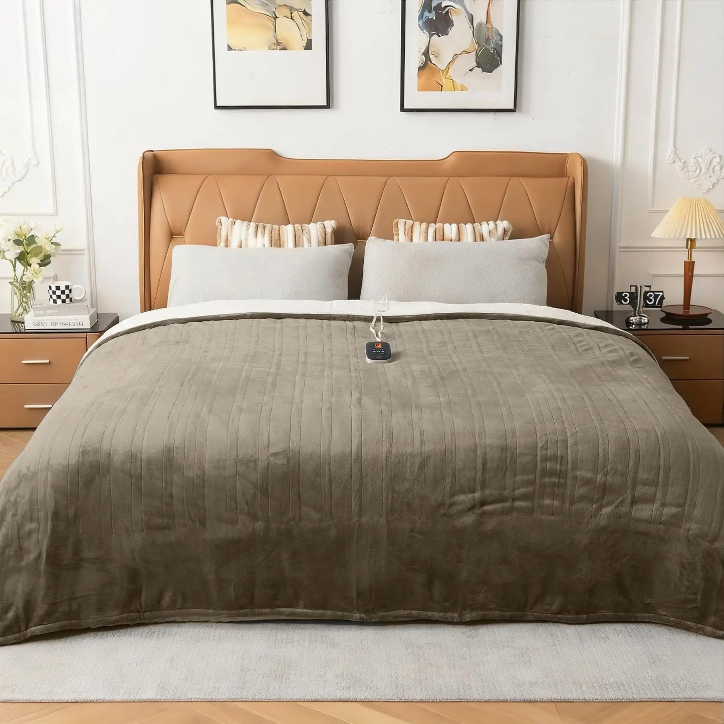 Electric Blanket Full Size,Durable Flannel and Soft Sherpa,Dual Control,77”×84” Heated Throw Blanket, 10 Heat Levels&0.5-12h