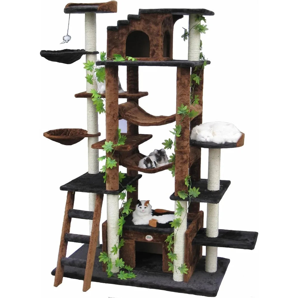 77-Inch Cat Tree, Brown/Black