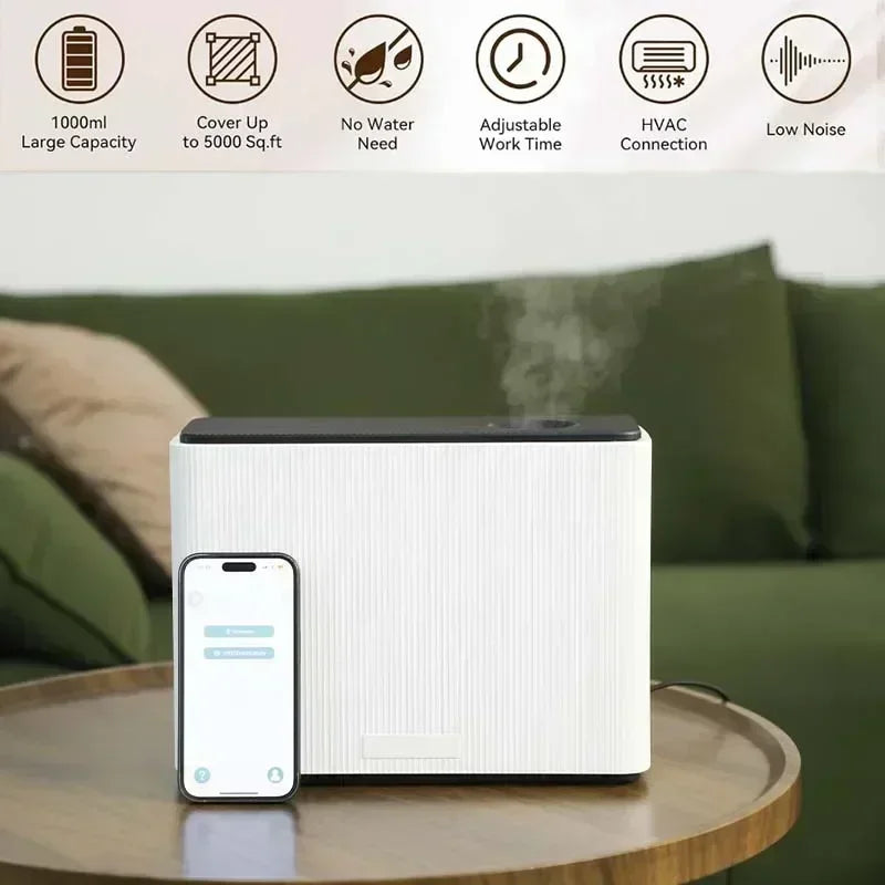 1000ML Fragrance Diffuser WIFI Bluetooth Smart Scent Air Machine For Home Hotel HVAC Aroma Diffuser Cover 4000m³ Black