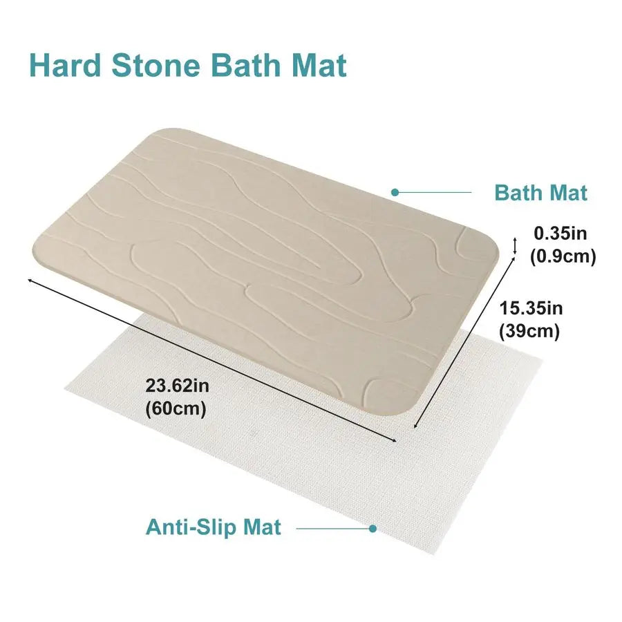 Pack Diatomaceous Earth Shower Mat, Stone Bath Mat, Nonslip Super Absorbent FastDrying Hard Bath Mat for Bathroom Shower Floor,