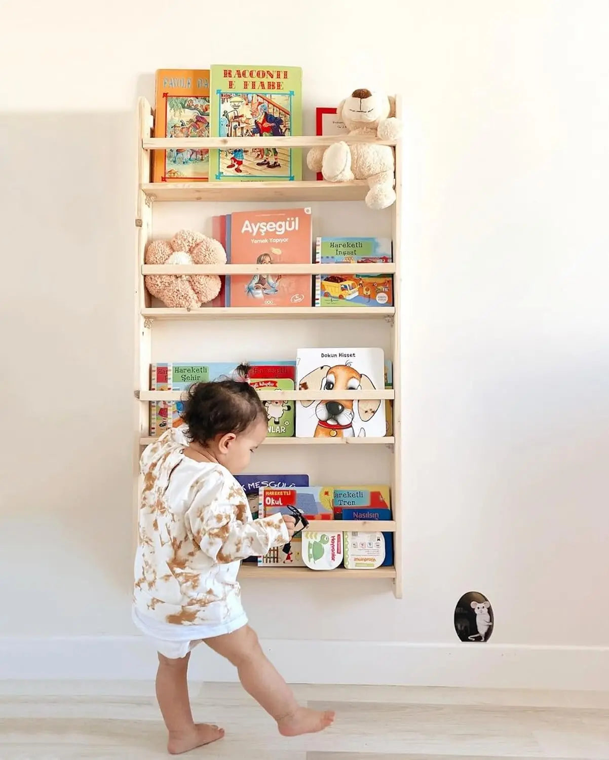 Wall Mounted Montessori Kids Bookshelf,