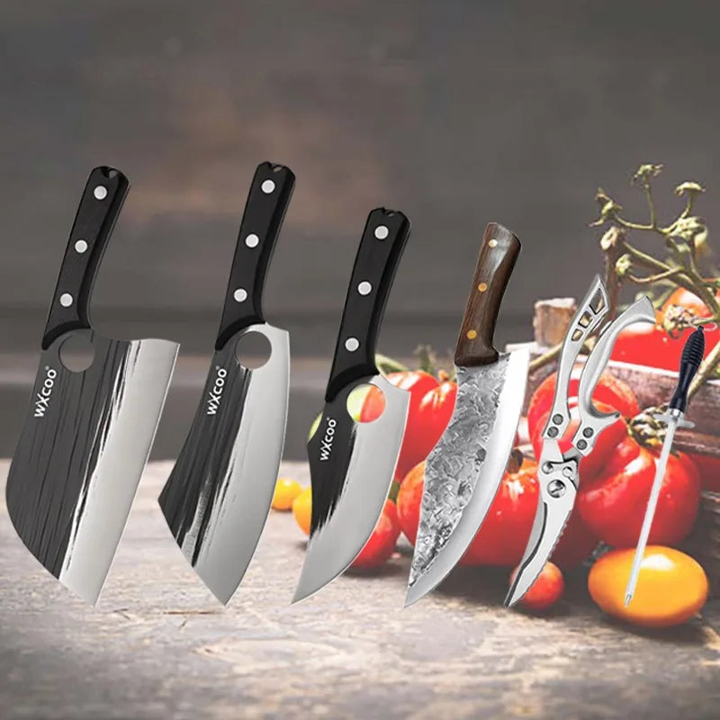 1-11PCS Kitchen Chef Knife Set Stainless Steel Sharp Multipurpose Utility Knife Professional Boning Vegetable Chopper Cutting