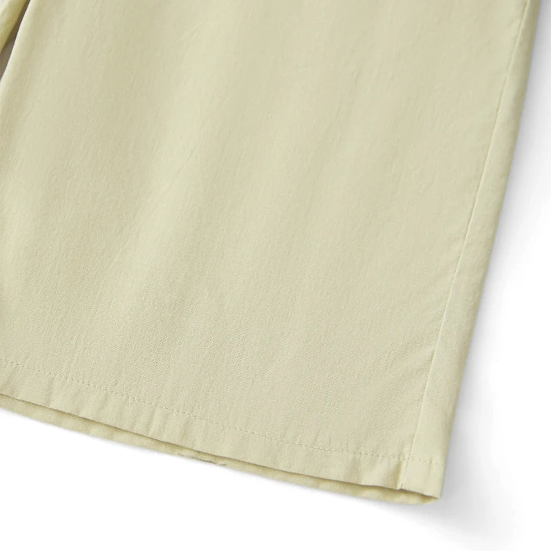 Men s Casual Elastic Waist Shorts with Pockets and Rolled Hem